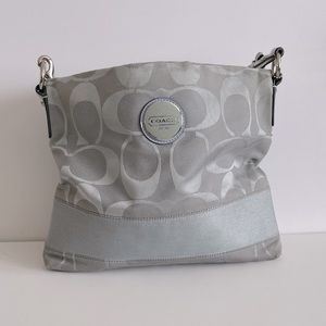 Silver Coach shoulder/crossbody bag